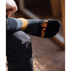 Scruffs Mens Trade Socks - 7 UK-9.5 UK, Black/Grey/Orange