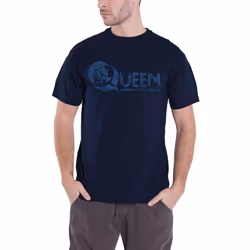 Queen Unisex Adult News Of The World Back Print Logo T-Shirt - S, Navy Blue