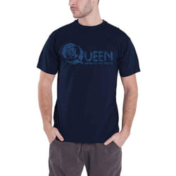 Queen Unisex Adult News Of The World Back Print Logo T-Shirt - S, Navy Blue