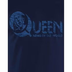 Queen Unisex Adult News Of The World Back Print Logo T-Shirt - S, Navy Blue