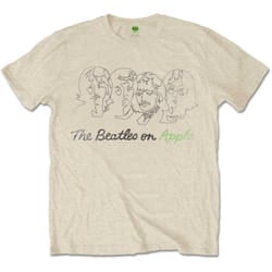 The Beatles Unisex Adult On Apple Faces T-Shirt - 2XL, Sand