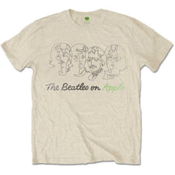 The Beatles Unisex Adult On Apple Faces T-Shirt - XL, Sand