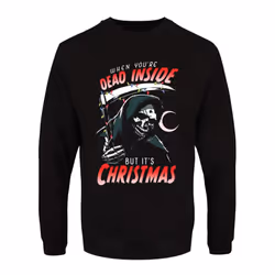 Grindstore Mens When You're Dead Inside But It's Christmas Sweatshirt - M, Black