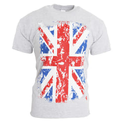 Mens Union Jack GB Print 100% Cotton Short Sleeve Casual T-Shirt/Top - L - 42inch - 44inch, Ash Grey