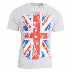 Mens Union Jack GB Print 100% Cotton Short Sleeve Casual T-Shirt/Top - XL - 46inch - 48inch, Ash Grey