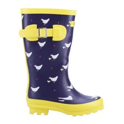Cotswold Childrens/Kids Farmyard Chicken Wellington Boots - 5 UK, Navy/Yellow
