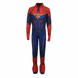 Captain Marvel Girls Costume - L, Blue/Red/Gold