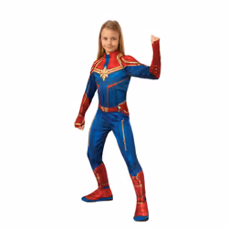 Captain Marvel Girls Costume - L, Blue/Red/Gold
