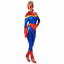Captain Marvel Womens/Ladies Costume - S, Blue/Red