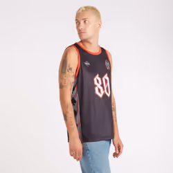 Amplified Mens Live To Win Motorhead Basketball Jersey - S, Charcoal
