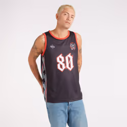 Amplified Mens Live To Win Motorhead Basketball Jersey - S, Charcoal