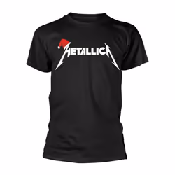 Metallica Unisex Adult Santa Hat Logo T-Shirt - XL, Black