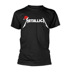 Metallica Unisex Adult Santa Hat Logo T-Shirt - XL, Black