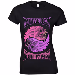 Metallica Womens/Ladies Yin Yang T-Shirt - S, Black/Purple