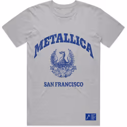 Metallica Unisex Adult College Crest T-Shirt - S, Grey