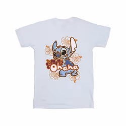 Disney Mens Lilo And Stitch Ohana Orange Hibiscus T-Shirt - XXL, White