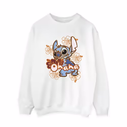 Disney Womens/Ladies Lilo And Stitch Ohana Orange Hibiscus Sweatshirt - M, White