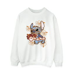 Disney Womens/Ladies Lilo And Stitch Ohana Orange Hibiscus Sweatshirt - XXL, White