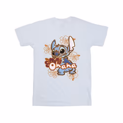 Disney Boys Lilo And Stitch Ohana Orange Hibiscus T-Shirt - 3-4 Years, White