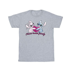 Disney Mens Lilo And Stitch Ohana Heart With Angel T-Shirt - S, Sports Grey