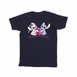Disney Mens Lilo And Stitch Ohana Heart With Angel T-Shirt - S, Navy Blue