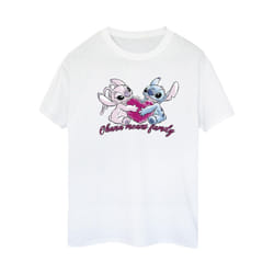 Disney Womens/Ladies Lilo And Stitch Ohana Heart With Angel Cotton Boyfriend T-Shirt - L, White