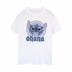 Disney Womens/Ladies Lilo And Stitch Ohana Circle Cotton Boyfriend T-Shirt - M, White