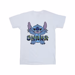 Disney Mens Lilo And Stitch Ohana Blue Glitch T-Shirt - M, White