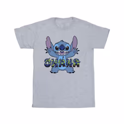 Disney Mens Lilo And Stitch Ohana Blue Glitch T-Shirt - 4XL, Sports Grey