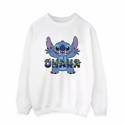 Disney Mens Lilo And Stitch Ohana Blue Glitch Sweatshirt - S, White