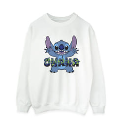 Disney Mens Lilo And Stitch Ohana Blue Glitch Sweatshirt - S, White