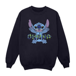 Disney Mens Lilo And Stitch Ohana Blue Glitch Sweatshirt - XXL, Navy Blue
