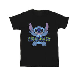 Disney Boys Lilo And Stitch Ohana Blue Glitch T-Shirt - 12-13 Years, Black