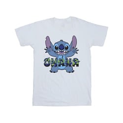 Disney Boys Lilo And Stitch Ohana Blue Glitch T-Shirt - 3-4 Years, White