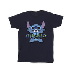 Disney Boys Lilo And Stitch Ohana Blue Glitch T-Shirt - 12-13 Years, Navy Blue