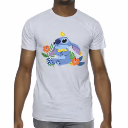 Disney Mens Lilo & Stitch Birds T-Shirt - S, Sports Grey