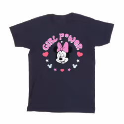 Disney Girls Minnie Mouse Girl Power Cotton T-Shirt - 12-13 Years, Navy Blue