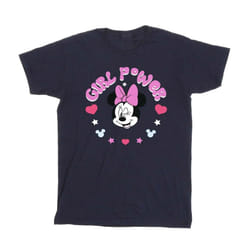 Disney Girls Minnie Mouse Girl Power Cotton T-Shirt - 12-13 Years, Navy Blue