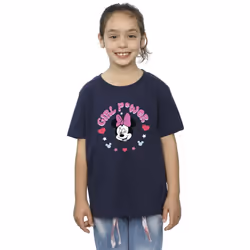 Disney Girls Minnie Mouse Girl Power Cotton T-Shirt - 12-13 Years, Navy Blue