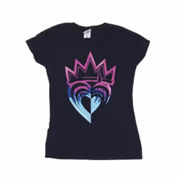 Disney Womens/Ladies Descendants Pink Crown Cotton T-Shirt - M, Navy Blue