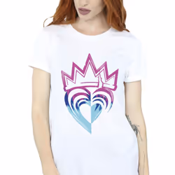 Disney Womens/Ladies Descendants Pink Crown Cotton Boyfriend T-Shirt - L, White