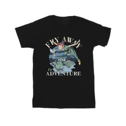 Disney Mens Peter Pan Fly Away To Adventure T-Shirt - XL, Black