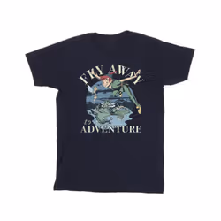 Disney Mens Peter Pan Fly Away To Adventure T-Shirt - XL, Navy Blue