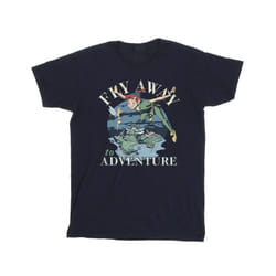 Disney Mens Peter Pan Fly Away To Adventure T-Shirt - XL, Navy Blue
