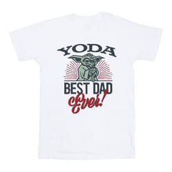 Star Wars Mens Mandalorian Yoda Dad T-Shirt - XL, White