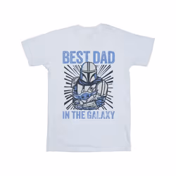 Star Wars Mens Mandalorian Best Dad Galaxy T-Shirt - L, White
