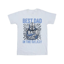 Star Wars Mens Mandalorian Best Dad Galaxy T-Shirt - L, White