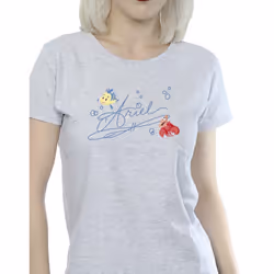Disney Womens/Ladies The Little Mermaid Ariel Cotton T-Shirt - S, Sports Grey