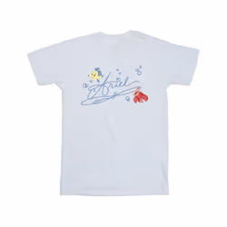 Disney Girls The Little Mermaid Ariel Cotton T-Shirt - 3-4 Years, White