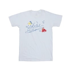 Disney Girls The Little Mermaid Ariel Cotton T-Shirt - 3-4 Years, White